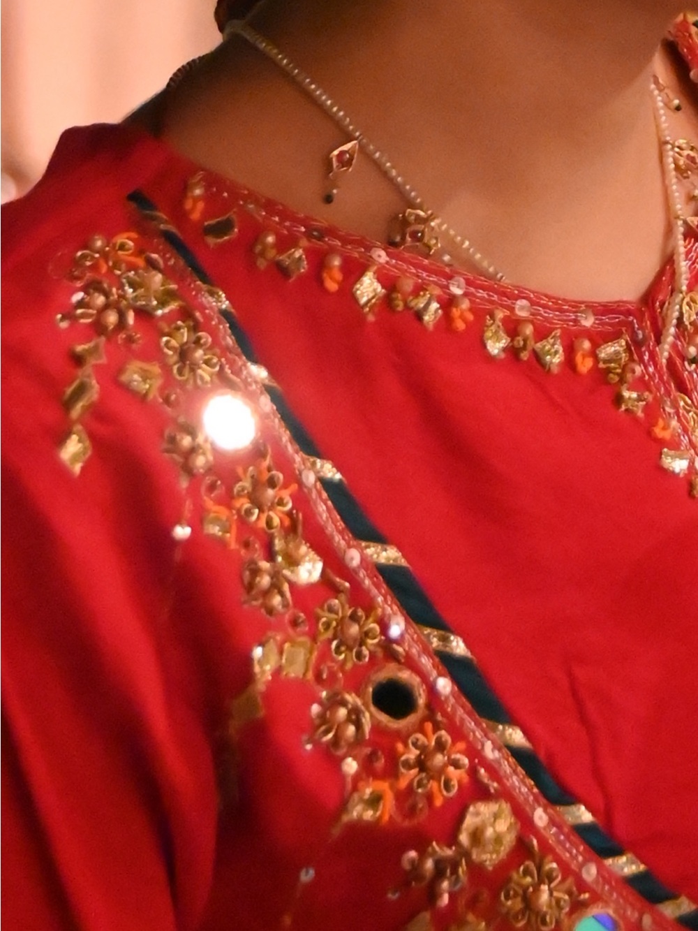 Women’s Sparkle Red and Gold Costume Dress - Picture 6 of 6